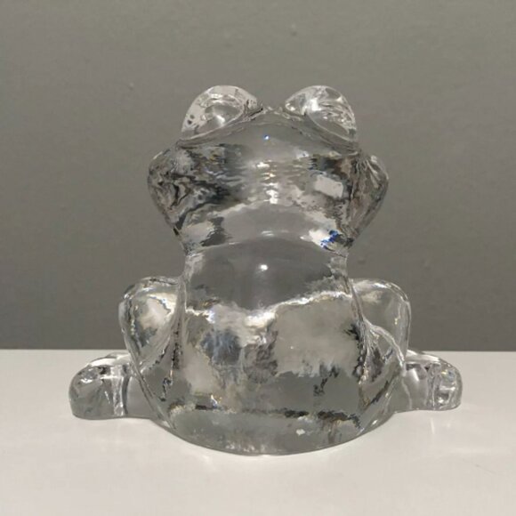 Vintage Goebel 14.3-oz Crystal Frog Paperweight 3.5" Clear Glass - Picture 2 of 5